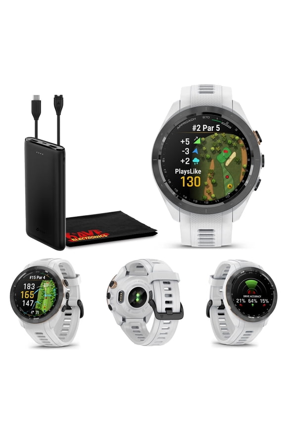Approach S70 42mm Fitness Tracker Watch, GPS Golf Smartwatch For Men, 1.2" Touchscreen, Garmin Watch With AMOLED Display and 42000 Preloaded Courses -White- Garmin Watches For Men