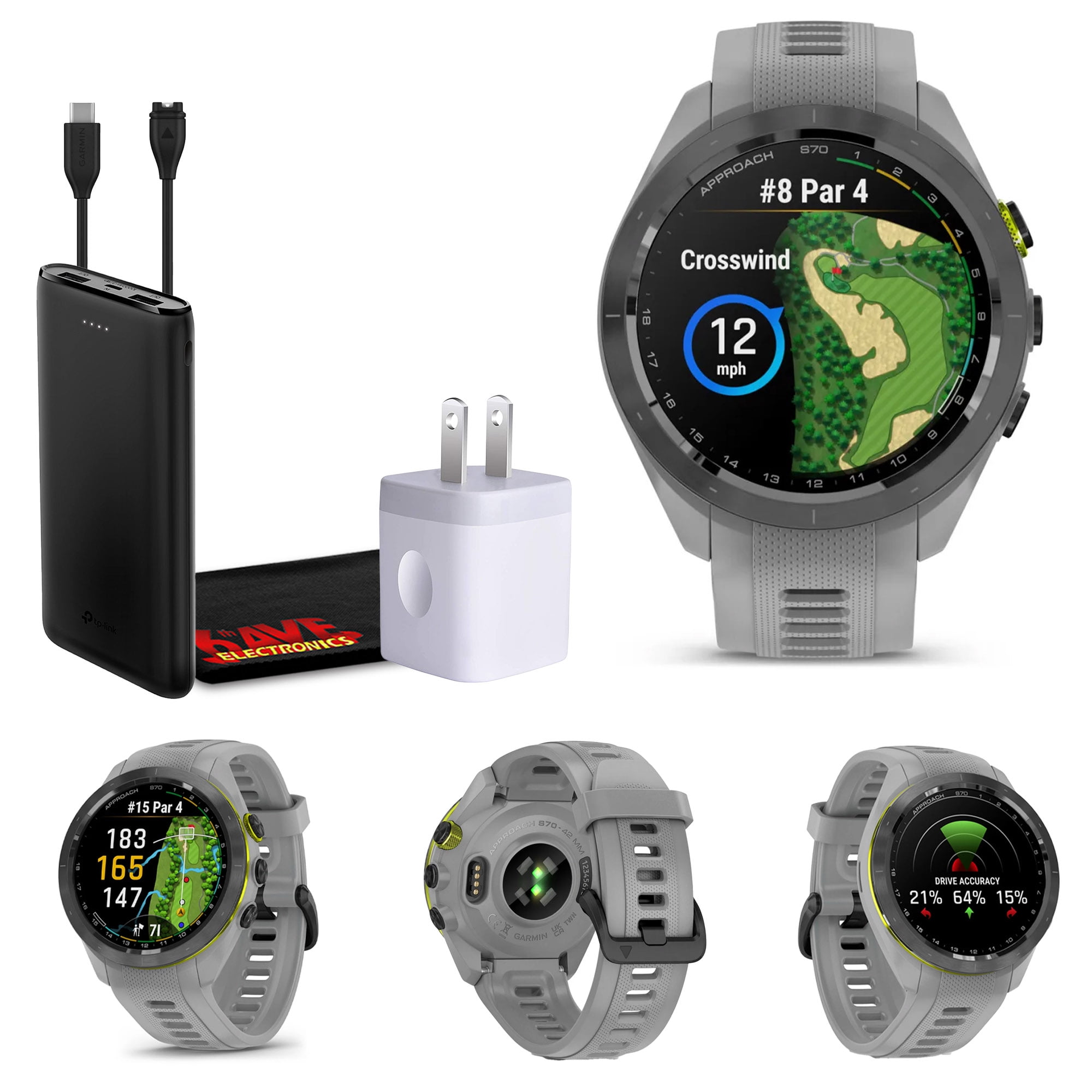 Garmin Approach S70 42MM GPS Golf Fitness Tracker Smartwatch For Men, Lightweight 1.2" Touchscreen, Garmin Watch With AMOLED Display and 42000 Preloaded Courses -Gray- Garmin Watches For Men