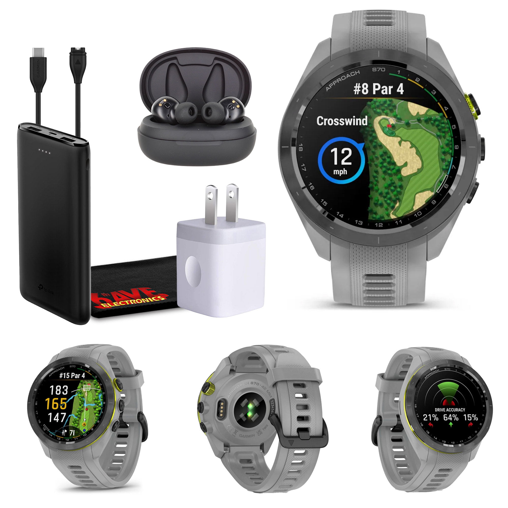 Garmin Approach S70, 42mm Gray Golf GPS Watch with