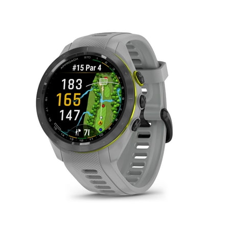 Garmin - Approach S70 GPS Smartwatch 42mm Ceramic - Black Ceramic Bezel with Powder Gray Silicone Band - (2023)