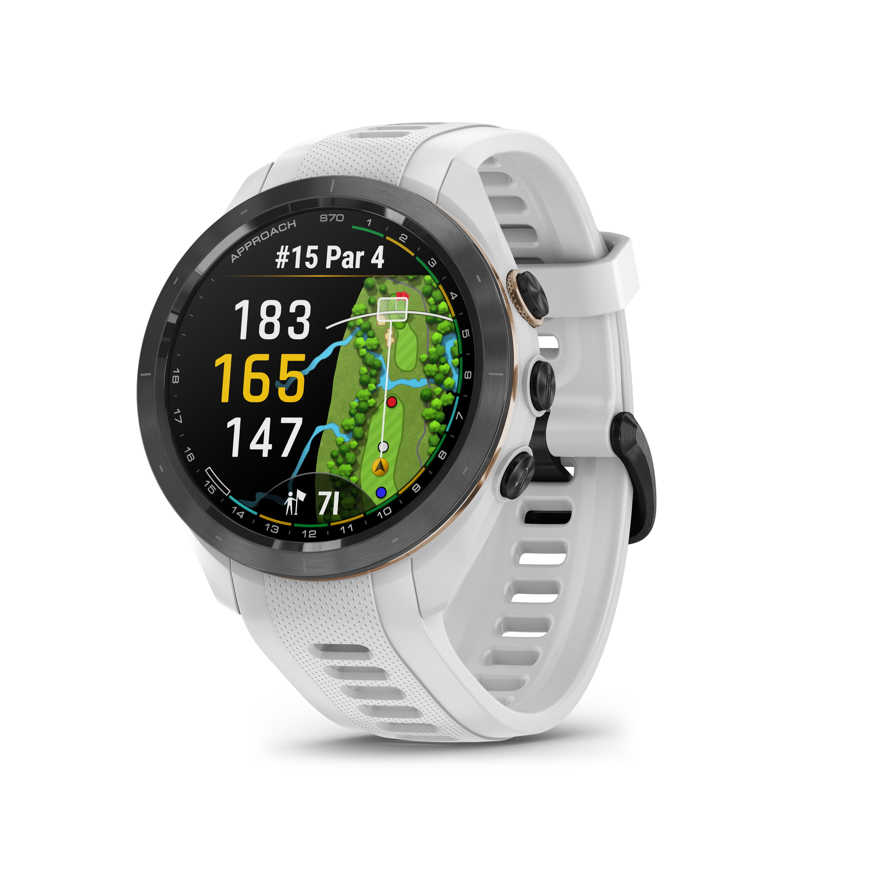 Garmin Approach S70, White (42mm) Premium Golf GPS Watch, 43,000+  Full-color CourseView Maps with Wearable4U Power Bank Bundle
