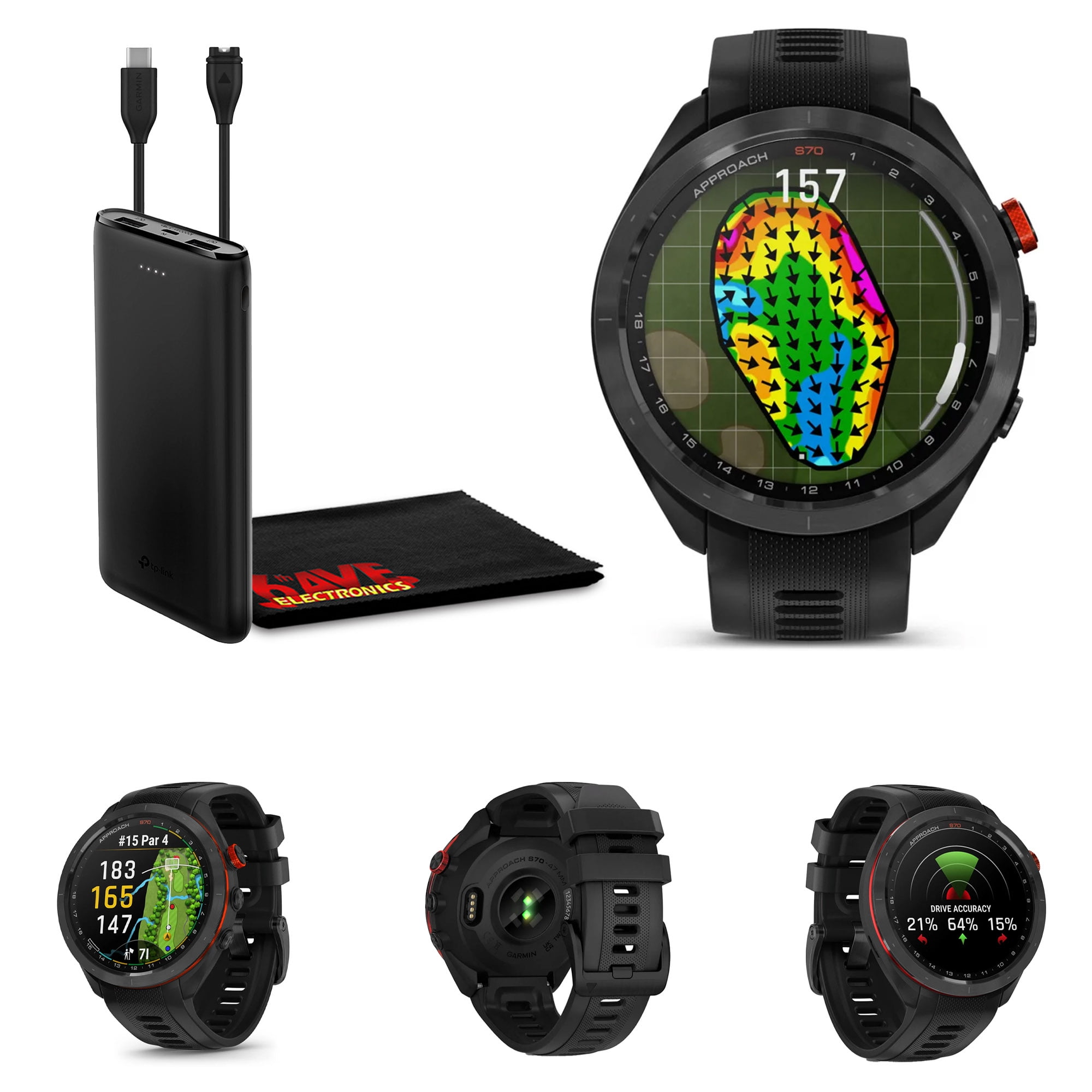 Garmin Approach S70 47㎜ Garmin Approach® S70 (47 mm, Black Bezel with Black Band