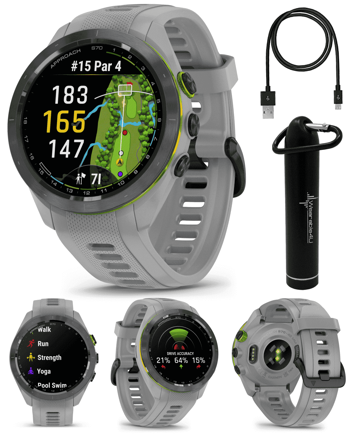 Garmin Approach S70, 42mm Gray Golf GPS Watch with CourseView Maps