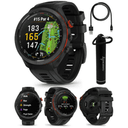 Garmin Approach S70 Premium Black (47mm) Golf GPS Watch, 43,000+ Full-color CourseView Maps with Wearable4U Power Bank Bundle