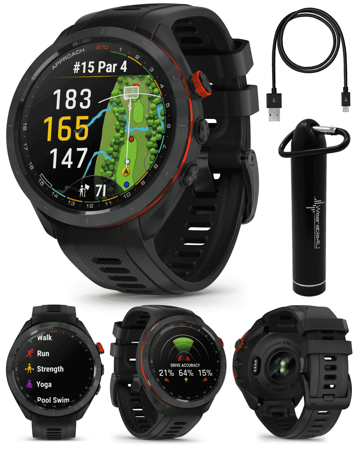 Garmin S70 Premium GPS Golf Watch (47mm), Full-Color Course Maps
