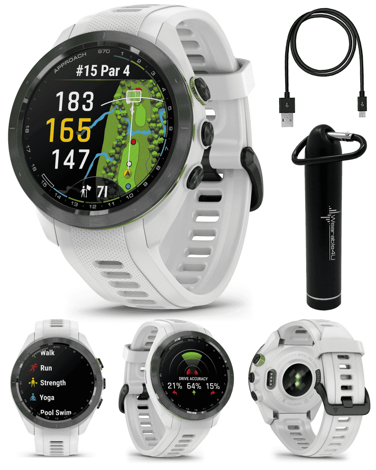 Garmin Approach S70, 42mm Gray Golf GPS Watch with CourseView Maps