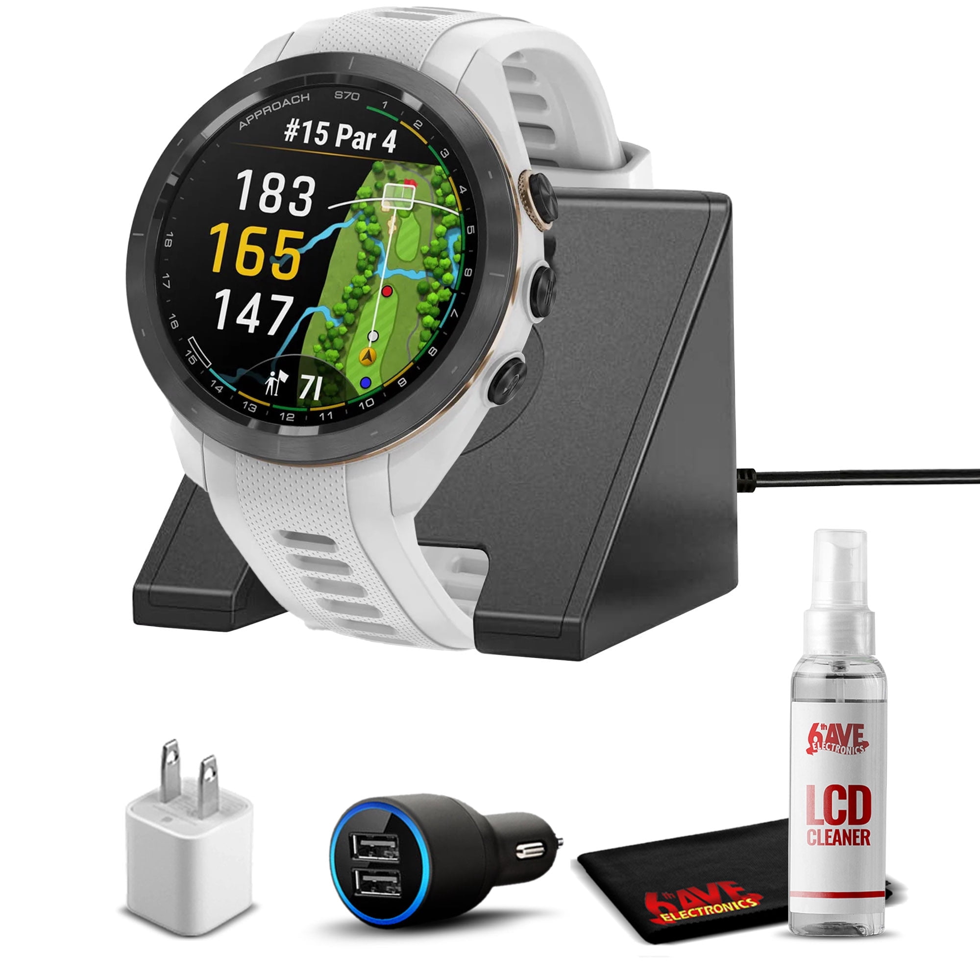 Garmin Approach S70S, White (42mm) with Accessories