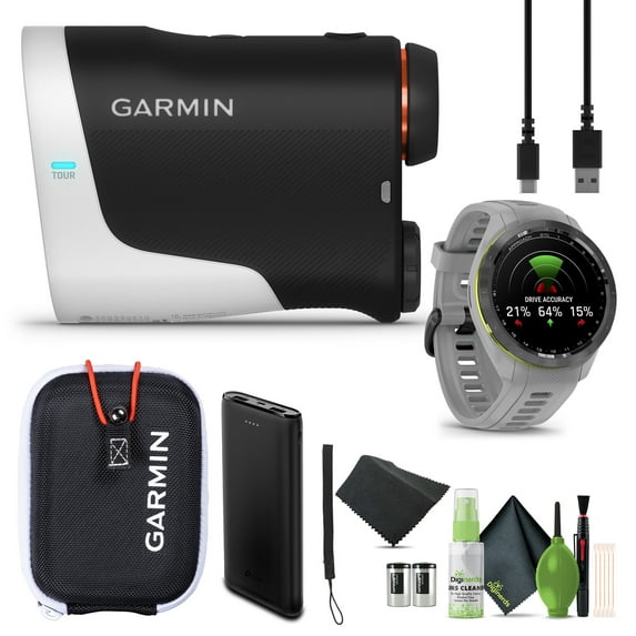 Garmin Approach Z30 Golf Range Finder, 400 Yards away Laser Golfing Rangefinder with 6X Magnification, Vibration and Magnetic Cart Mount Bundle with Approach S70 42MM GPS Golf Smartwatch (Gray)