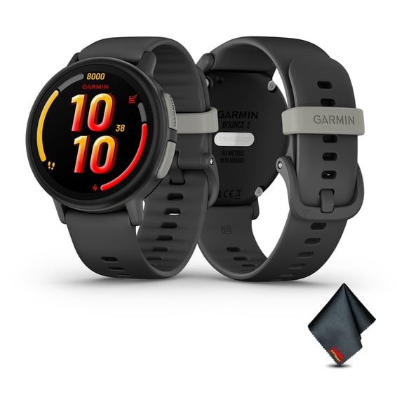 Garmin Bounce 2 Kids GPS Smartwatch, Slate Gray Bundle
