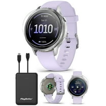 Garmin Bounce 2 (Light Purple) Kids GPS Smartwatch Bundle with PlayBetter Portable Charger & HD Screen Protectors