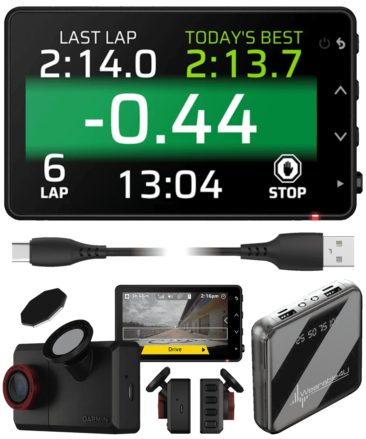 Garmin Catalyst 2 Racetrack Driving Performance Optimizer, On-Track Coaching, True Optimal Lap Technology, Detailed Performance Data, Leaderboards, Motorsports w/ Wearable4U PowerBank Bundle
