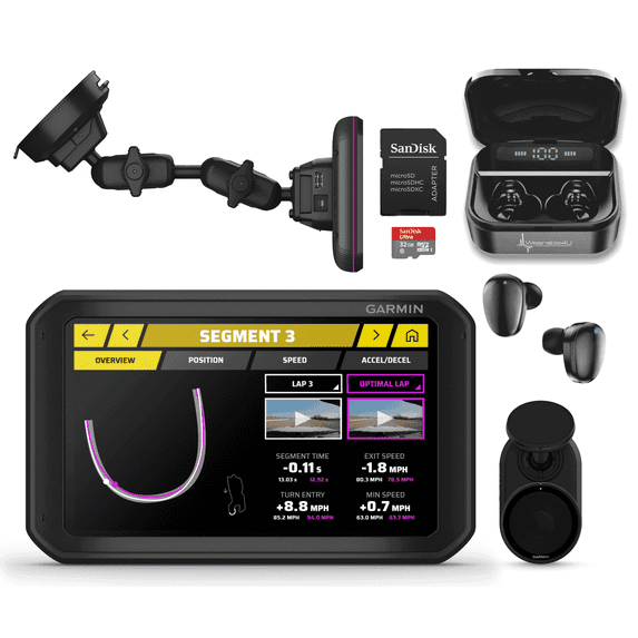Garmin Catalyst, Driving Performance Optimizer for Motorsports and High Performance Driving, 6.95 inch with Wearable4U Pro EarBuds and MicroSD Bundle