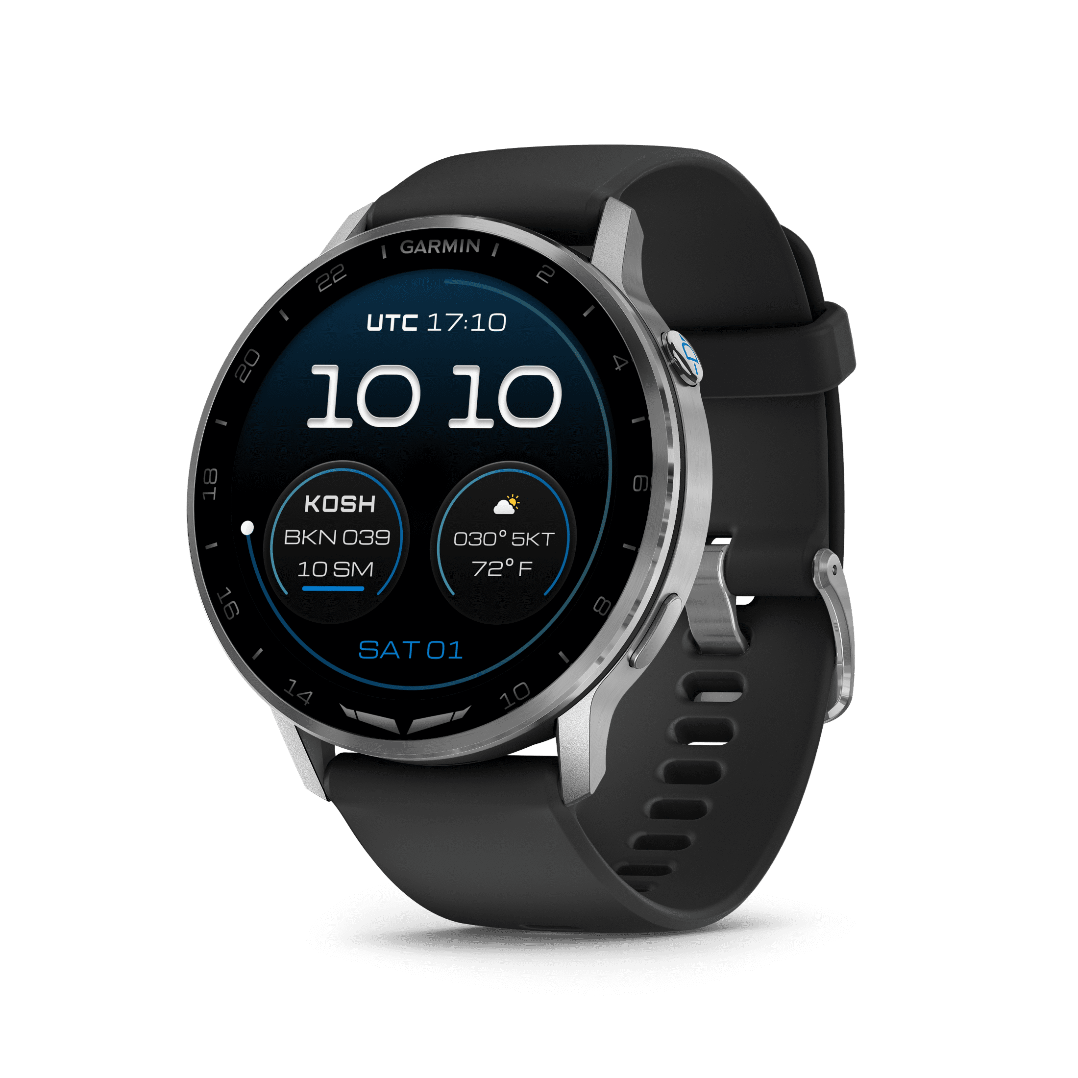 Garmin D2 Air X15, Silver with Black Silicone Band