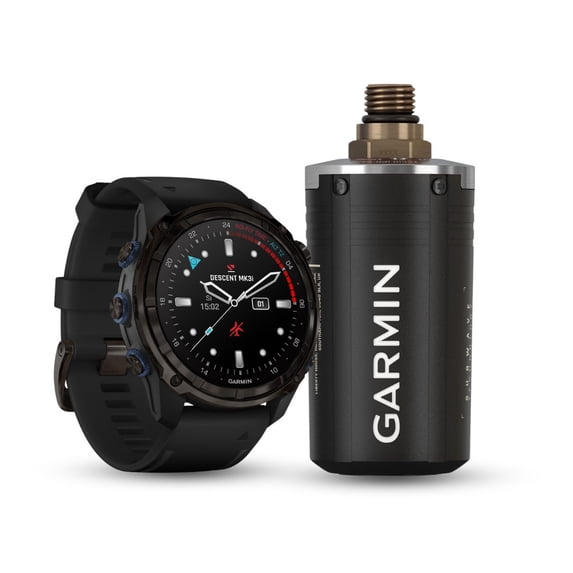 Garmin Descent Mk3i Watch-Style 51mm Dive Computer (Carbon Gray, Black Band) Bundle with Garmin Descent T2 Transceiver with Enhanced SubWave Sonar Technology (2 Items)