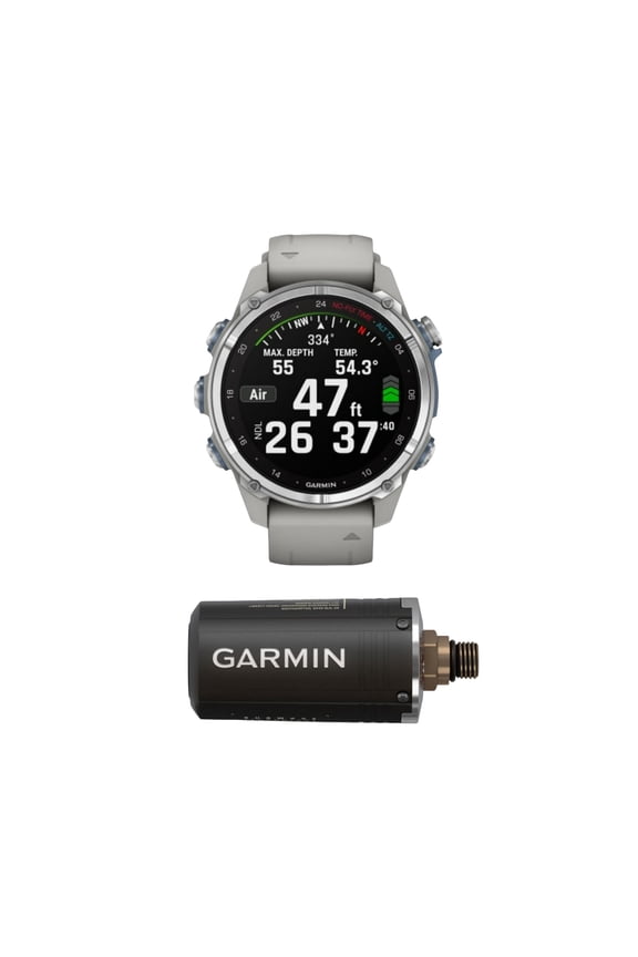 Descent Mk3 Watch Style-Dive Computer with Built-In ABC Sensors Customizable Dive Modes (43mm, Steel/Fog Gray) and Transceiver Bundle (2 Items)
