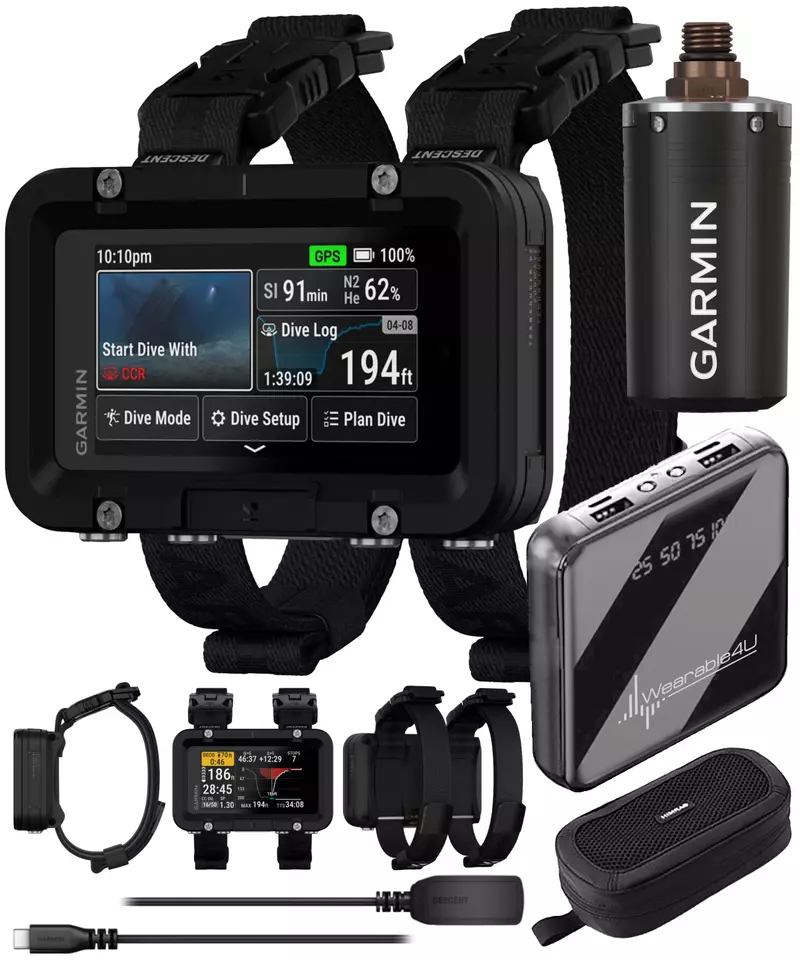 Garmin Descent X50i, Premium Dive Computer, 3" LCD Display, 20 ATM Dive-Rated, GPS, Dive Compass & Descent T2 Transceiver w Power Bank