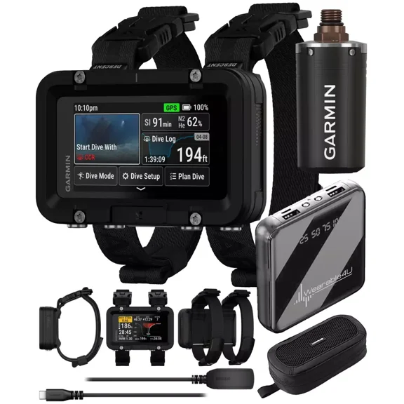 Garmin Descent X50i, Premium Dive Computer, 3" LCD Display, 20 ATM Dive-Rated, GPS, Dive Compass & Descent T2 Transceiver w Power Bank