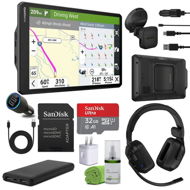 Garmin Dezl OTR1020 GPS Truck Navigator 10" Extra-Large Display Touchscreen, Commercial GPS Navigation for Semi-Truck Drivers with dēzl Headset 210 Premium 2-in-1 Trucking Headset And More