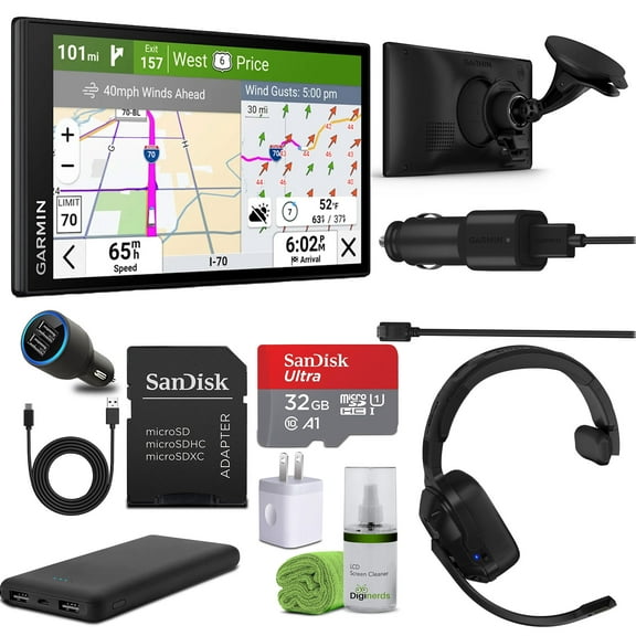 Garmin Dezl OTR620 GPS Truck Navigator 6" Display Touchscreen, Commercial GPS Navigation for Semi-Truck Drivers with 32GB SD Memory Card + dēzl Headset 110 Premium Trucking Headset + More