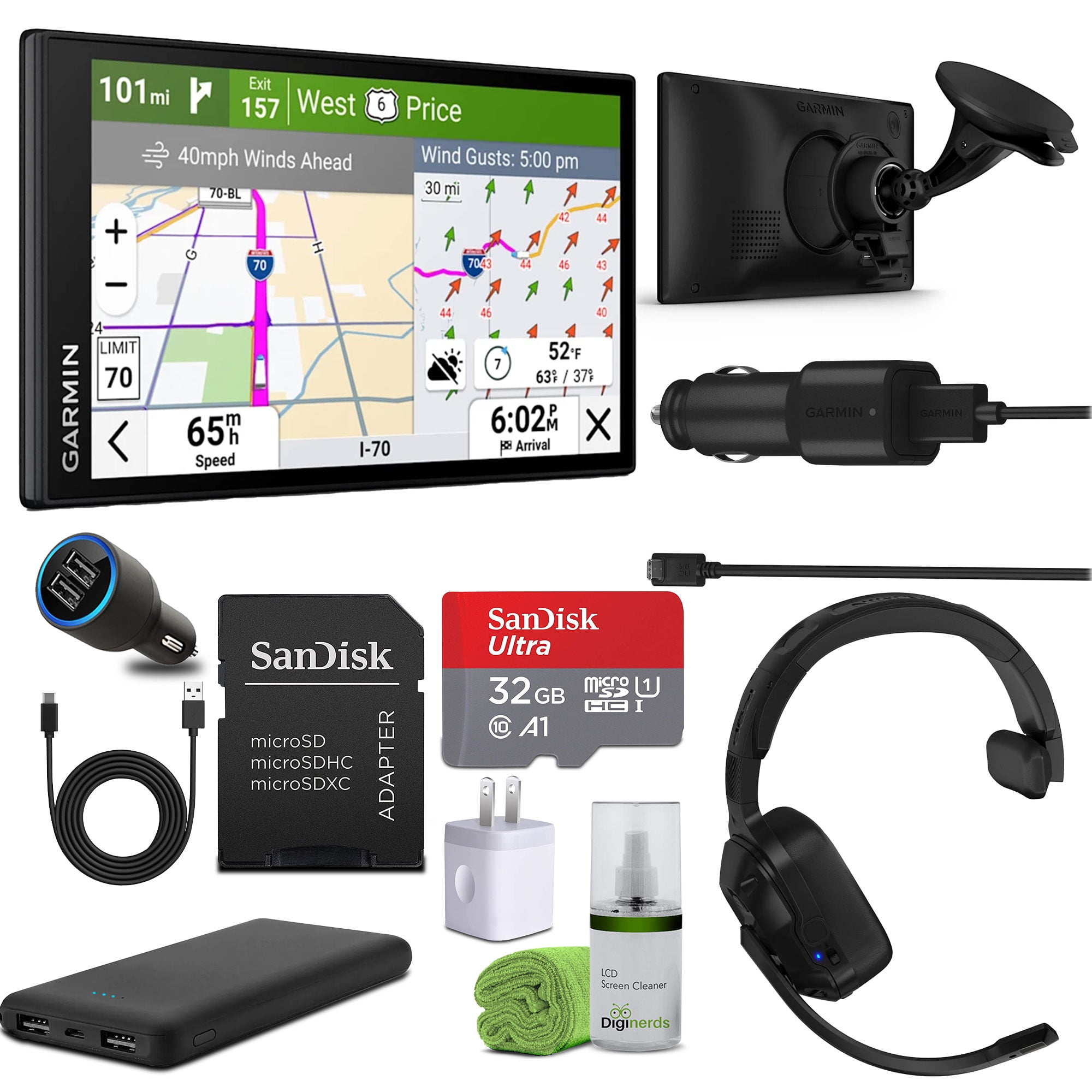 Garmin Dezl OTR620 GPS Truck Navigator 6" Display Touchscreen, Commercial GPS Navigation for Semi-Truck Drivers with 32GB SD Memory Card + dzl Headset 110 Premium Trucking Headset + More