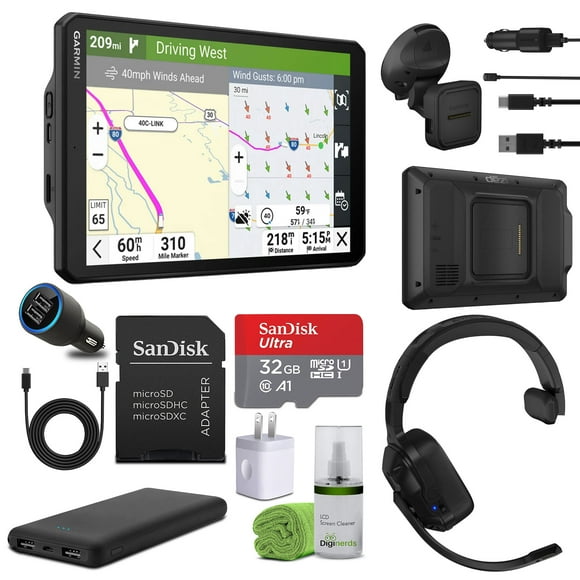 Garmin Dezl OTR820 GPS Truck Navigator 8" Display Touchscreen, Commercial GPS Navigation for Semi-Truck Drivers with 32GB SD Memory Card + dēzl Headset 110 Premium Trucking Headset + More