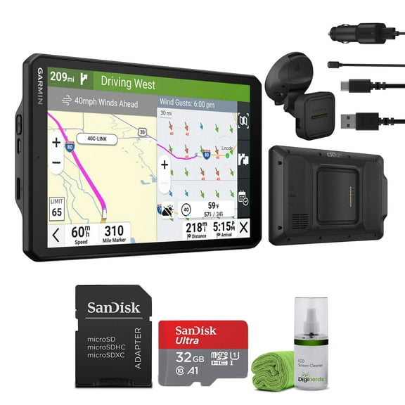 Garmin Dezl OTR820 GPS Truck Navigator 8" Display Touchscreen, Commercial GPS Navigation for Semi Trucker Driver with 32GB SD Memory Card + LCD Cleaning Kit