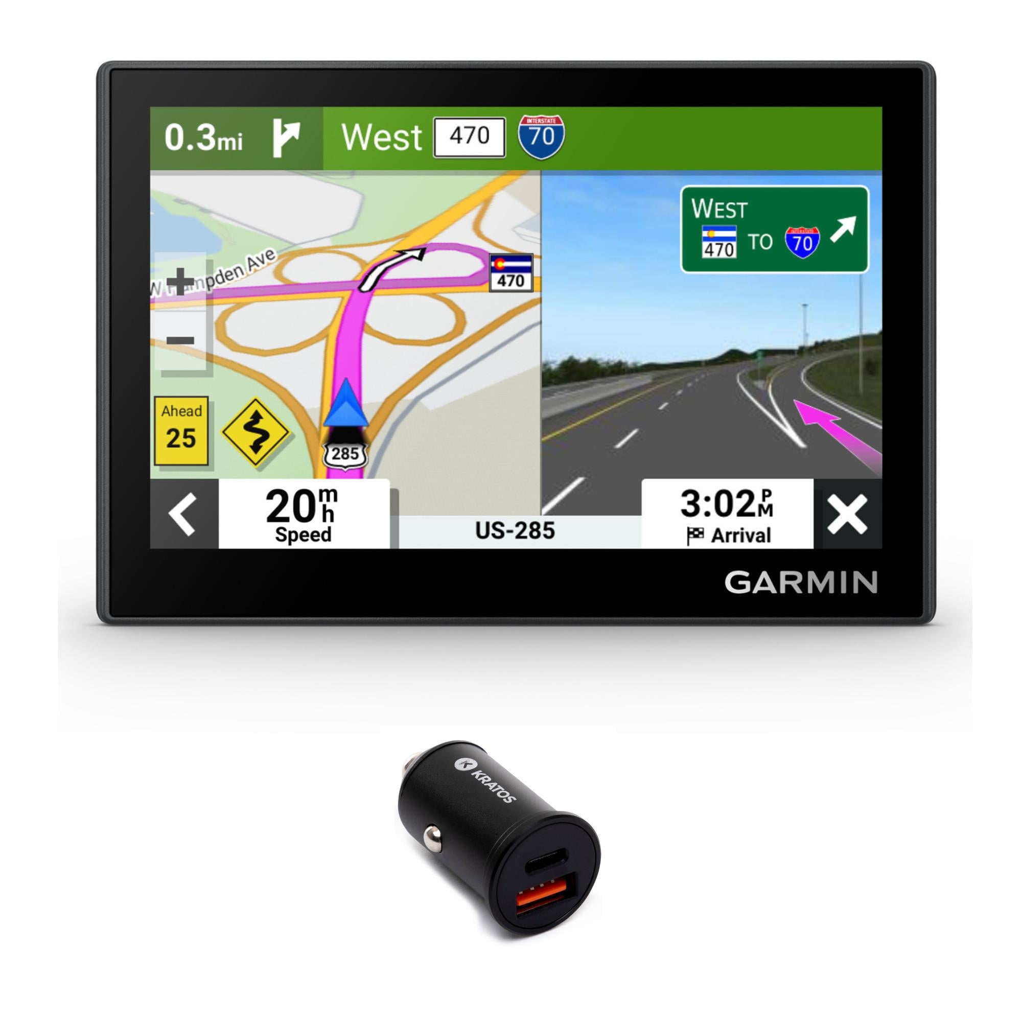 Garmin Drive 53 & Traffic GPS Navigator with 36W 2-Port Car Charger Bundle