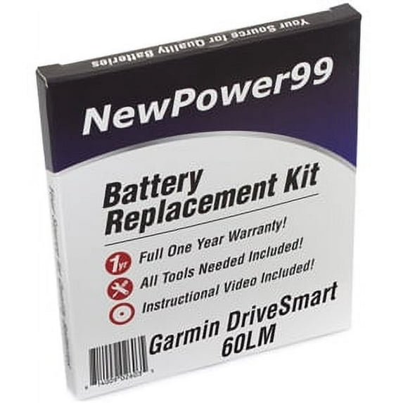Garmin DriveSmart 60LM Battery Replacement Kit with Tools, Video Instructions, Extended Life Battery and Full One Year Warranty