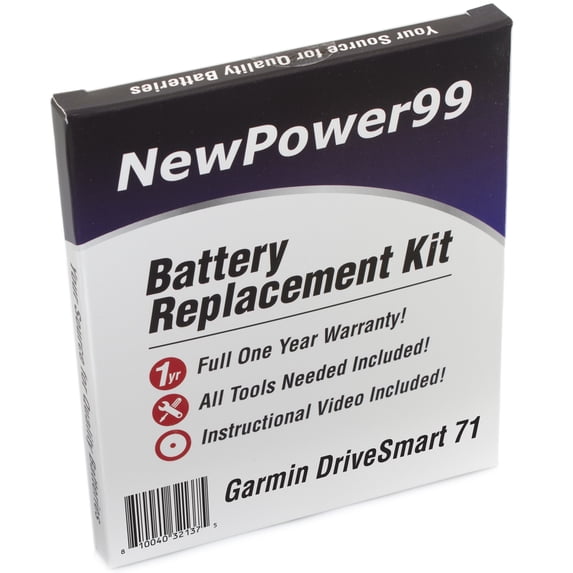 Garmin DriveSmart 71 Battery Replacement Kit with Tools, Video Instructions, Extended Life Battery and Full One Year Warranty