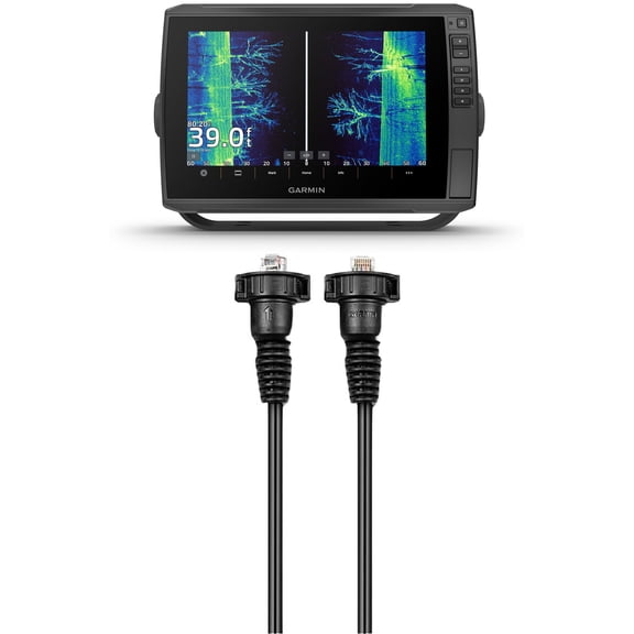Garmin ECHOMAP Ultra 2 106sv Fish Finder/Chartplotter with Navionics+ 2-Pack with Marine Network Cable Bundle