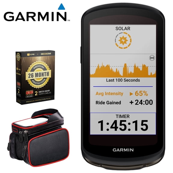 Garmin Edge 1040 Solar GPS Cycling Bike Computer 010-02503-20 Bundle with Deco Essentials Bike Frame Cell Phone Mount and Deco Gear CPS 26 Months Exclusive Protection (BEACH-CPS-261000)