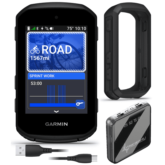 Garmin Edge 550, Compact GPS Cycling Computer, 2.7" Vivid Color Display, Bike-Specific Mapping, Advanced Training & Performance Insights + Black Silicone Case w/ Wearable4U PowerBank Bundle
