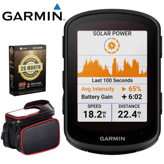 Garmin Edge 840 Solar Compact GPS Cycling Computer, Device Only 010-02695-20 Bundle with Deco Essentials Bike Frame Cell Phone Mount and Deco Gear CPS 26 Months Exclusive Protection (BEACH-CPS-26500)