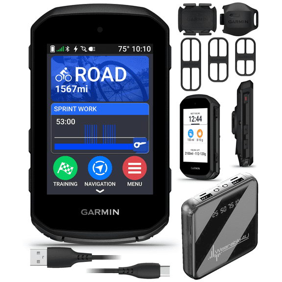 Garmin Edge 850, Compact GPS Cycling Computer, 2.7" Vivid Color Display, Advanced Training & Performance Insights + Bike Speed Sensor 2 & Cadence Sensor 2 w/ Wearable4U PowerBank Bundle