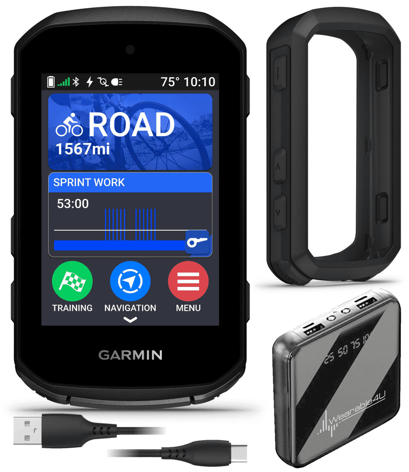 Garmin Edge 850, Compact GPS Cycling Computer, 2.7" Vivid Color Display, Bike-Specific Mapping, Advanced Training & Performance Insights + Black Silicone Case w/ Wearable4U PowerBank Bundle