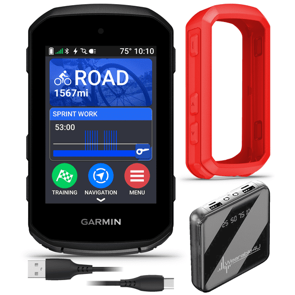 Garmin Edge 850, Compact GPS Cycling Computer, 2.7" Vivid Color Display, Bike-Specific Mapping, Advanced Training & Performance Insights + Red Silicone Case w/ Wearable4U PowerBank Bundle