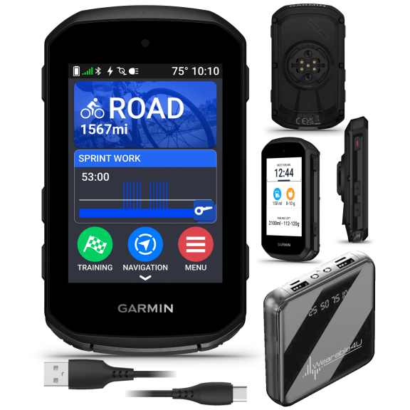 Garmin Edge 850, Compact GPS Cycling Computer, 2.7" Vivid Color Display, Bike-Specific Mapping, Advanced Training and Performance Insights with Wearable4U PowerBank Bundle