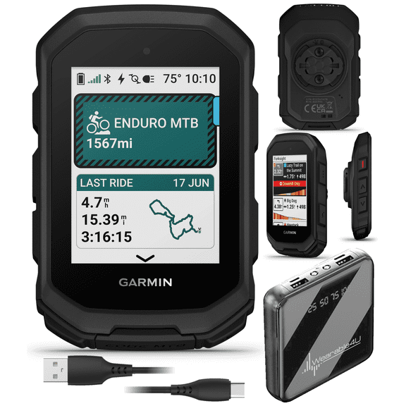 Garmin Edge MTB Rugged GPS Bike Computer with Mountain Bike Metrics, Trail & Topo Maps, Multi-Band GPS, Navigation, MTB Mounts with Wearable4U PowerBank