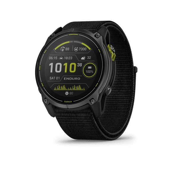 Garmin Enduro 3  51 mm, Solar, Sapphire, Ultraperformance GPS Smartwatch, Extreme Battery Life, Detailed Mapping, Built-in LED Flashlight, Carbon Gray DLC Titanium with Black UltraFit Nylon Strap