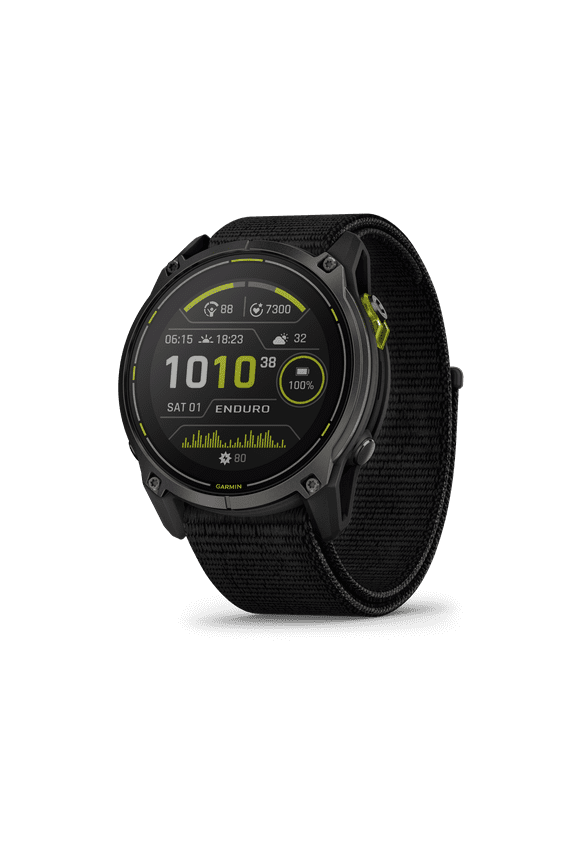 Enduro 3 51 mm, Solar, Sapphire, Ultraperformance GPS Smartwatch, Extreme Battery Life, Detailed Mapping, Built-in LED Flashlight, Carbon Gray DLC Titanium with Black UltraFit Nylon Strap