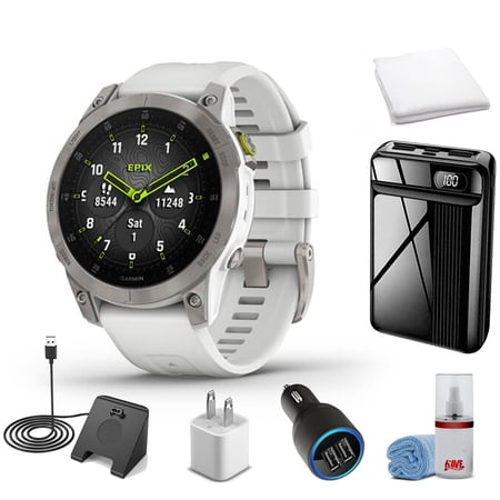 Garmin Epix (Gen 2) - Sapphire/White Titanuim With Super Accessory Kit
