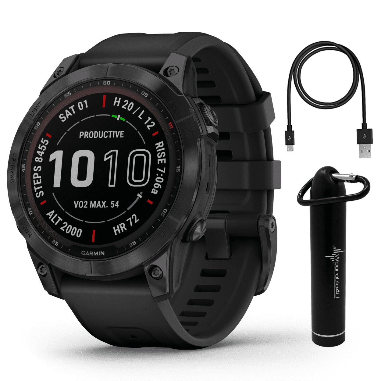  Garmin fenix 7S, smaller sized adventure smartwatch, rugged  outdoor watch with GPS, touchscreen, health and wellness features, silver  with graphite band, 010-02539-00 : Electronics