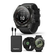 Garmin Fenix 7X Pro Sapphire Solar (Carbon Gray DLC/Black) Multisport GPS Smartwatch | Bundle with PlayBetter Screen Protectors & Portable Charger