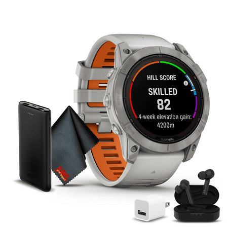Garmin Fenix 7X Pro Sapphire Solar Edition 51 MM GPS Smartwatch Fog Gray/Ember Orange Band Bundle