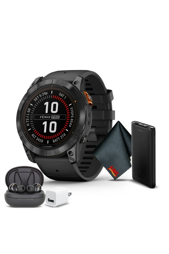 Fenix 7X Pro Solar Edition 51 MM GPS Smartwatch Built-in Flashlight and Power Glass Solar Charging Lens and Advanced Training Features with Slate Gray & Black Band Designed For Larger Wrists