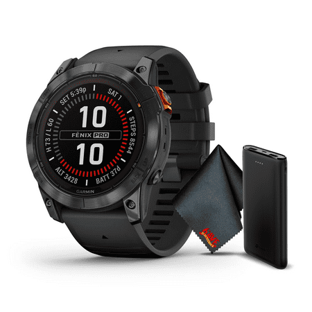 Garmin Fenix 7X Pro Solar Edition Slate Gray With Black Band 51 MM Gps Smartwatch Built-in Flashlight And Power Glass Solar Charging Lens And Advanced Training Features Designed For Larger Wrists.