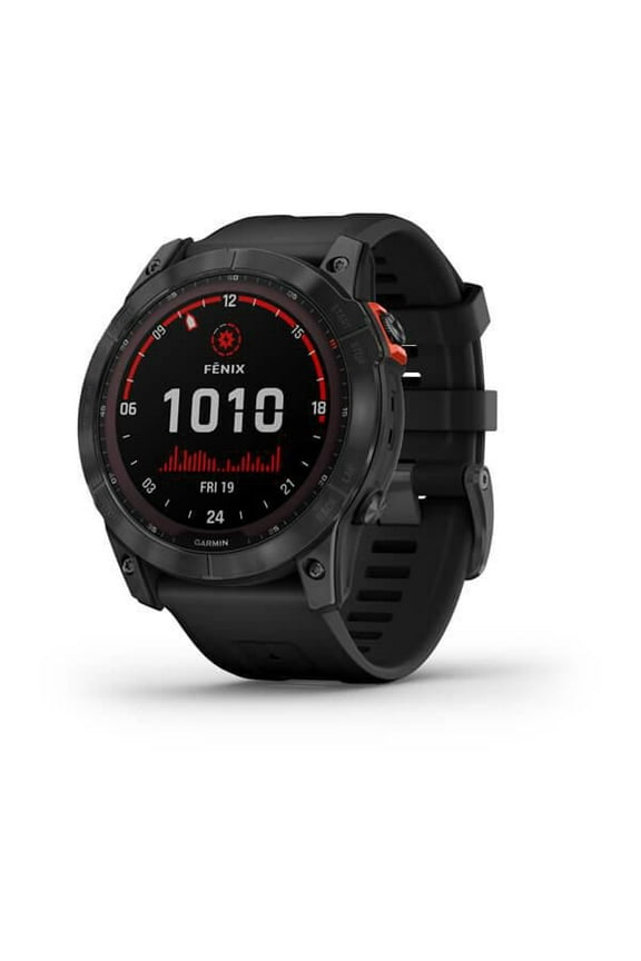 Fenix 7X Solar-Powered Waterproof 1.4-Inch Display Multisport GPS Watch with Built-In LED Flashlight and Bluetooth (Slate Gray with Black Band)