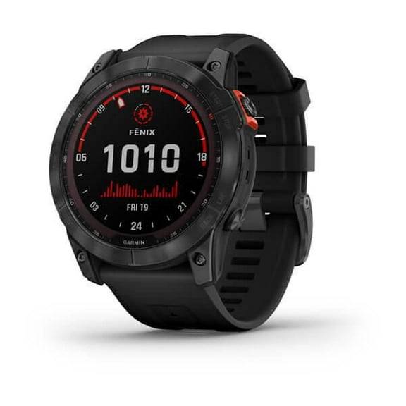 Garmin Fenix 7X Solar-Powered Waterproof 1.4-Inch Display Multisport GPS Watch with Built-In LED Flashlight and Bluetooth (Slate Gray with Black Band)