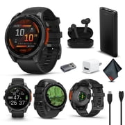Garmin Fenix 8 47MM AMOLED Multisport GPS Smartwatch Slate Gray with Black Silicone Band, Built-in LED Flashlight, Fitness & Health Smart Watch Bundle for Men & Women