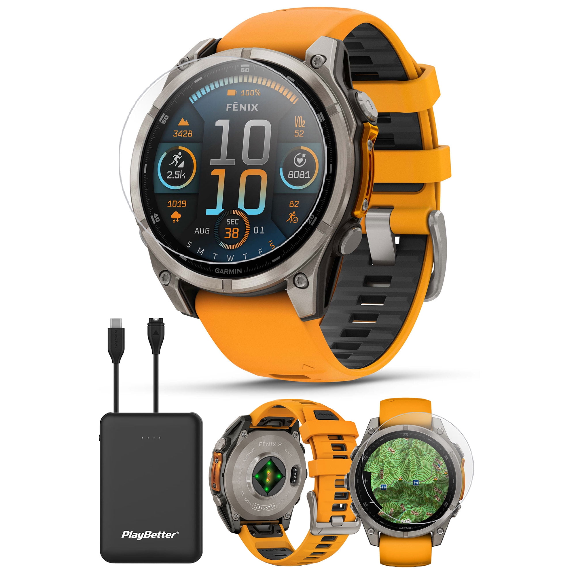 Garmin Fenix 8 AMOLED Sapphire (47mm, Titanium/Spark Orange
